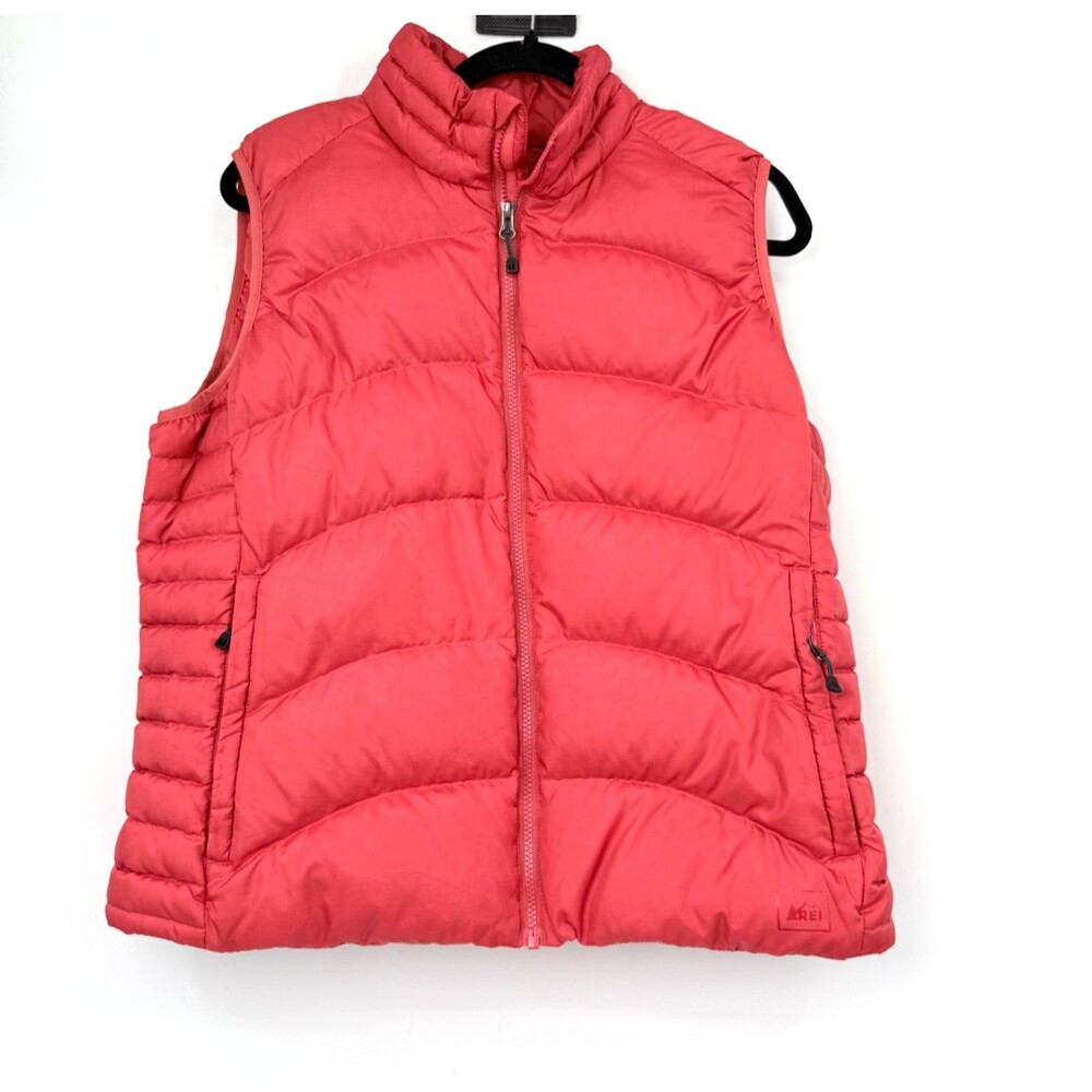 REI Women's XL Down Sleeveless Puffer Vest Red Orange Gorpcore Outdoor Warm‎